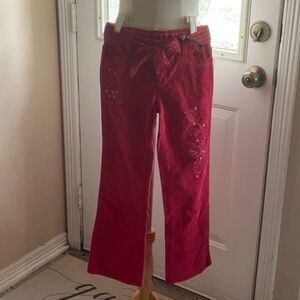 Faded Glory Red Organic Cotton Uncut Cord Pant Size 8, NWT